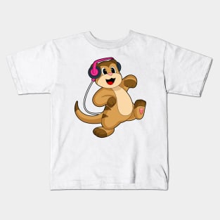 Meerkat Headphone Music Kids T-Shirt
